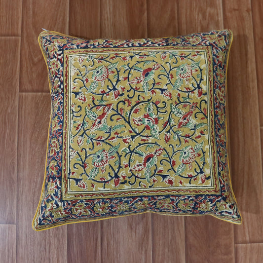 Cotton Lantana Kalamkari Cushion Cover