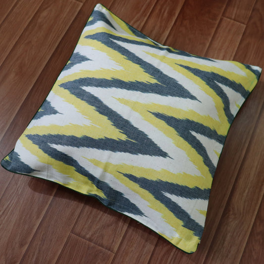 Cotton Ocra Ikkat Cushion Cover