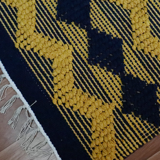 Boho Navy Blue Woven Dhurrie