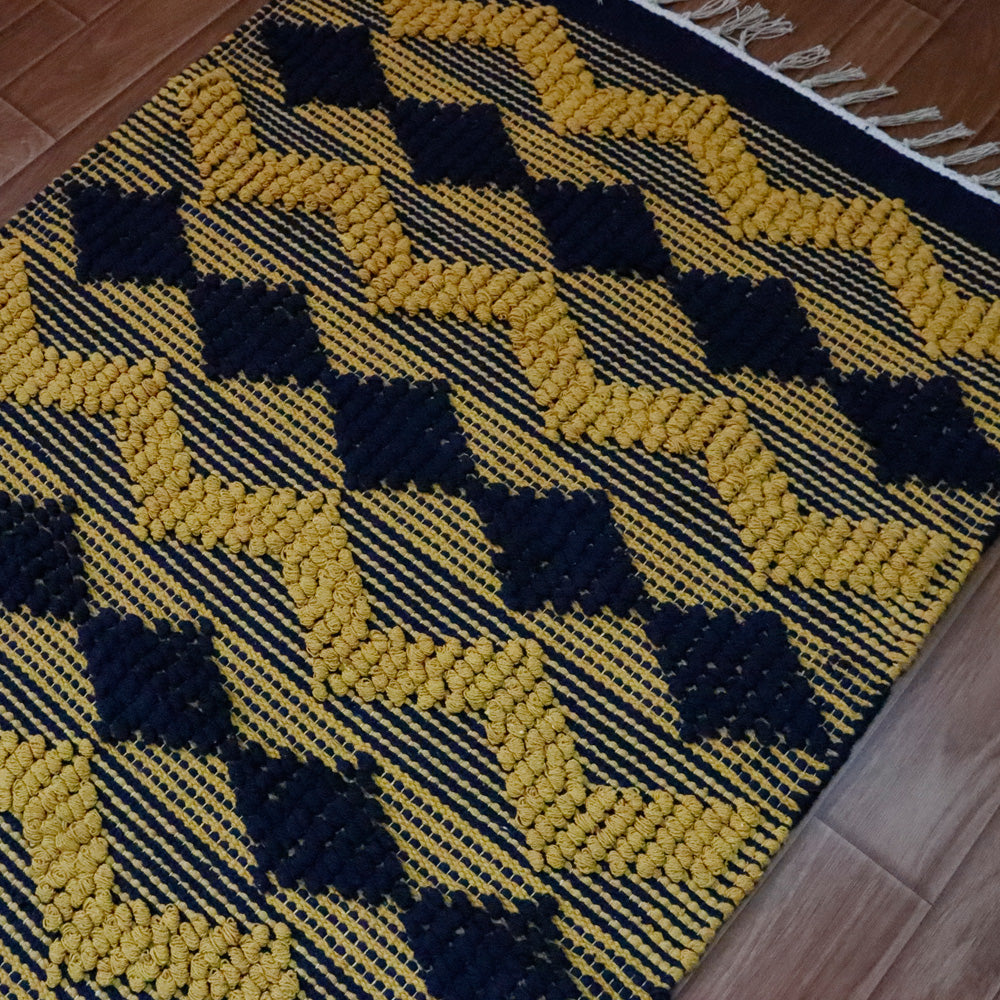 Boho Navy Blue Woven Dhurrie
