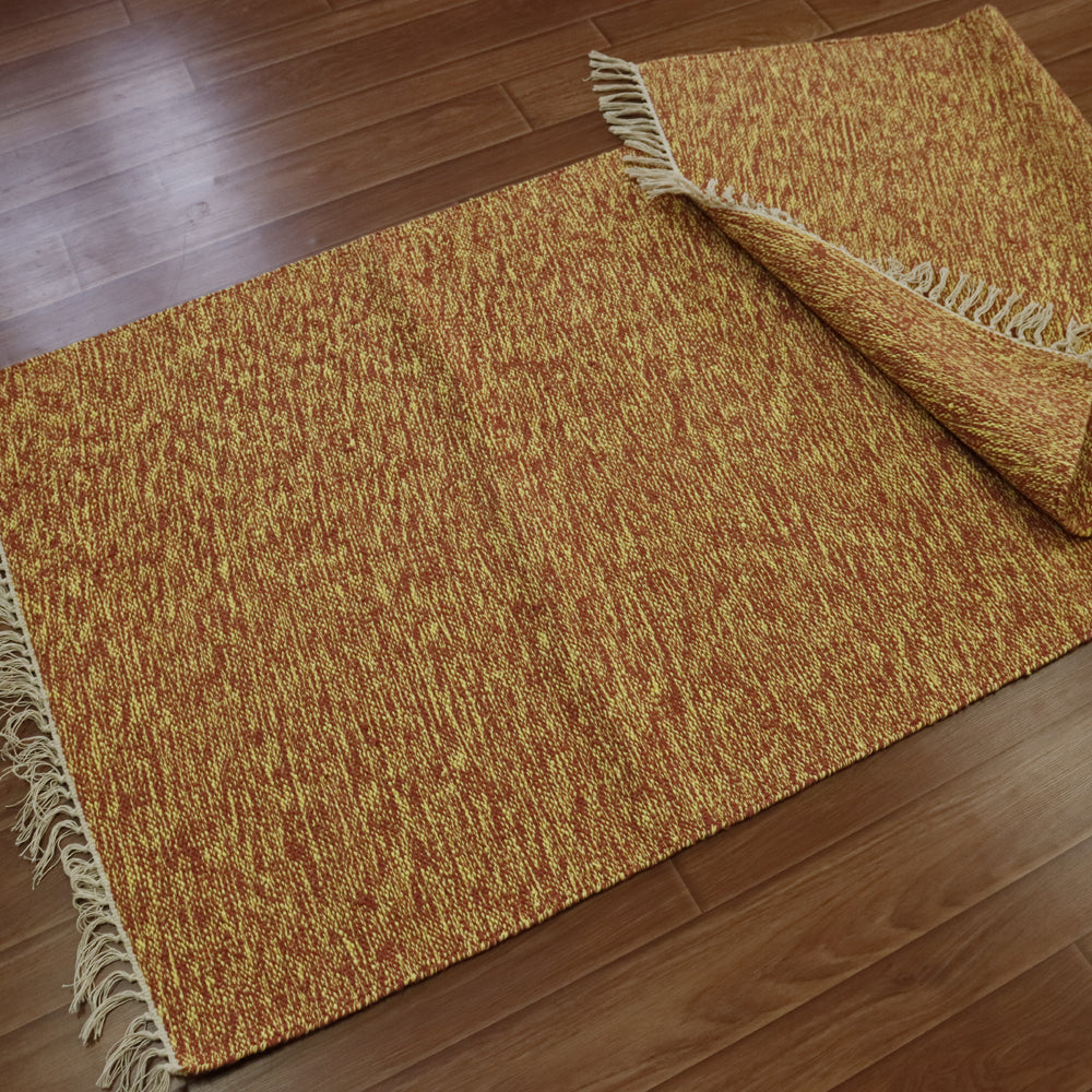 Cotton Handloom Woven Yoga Mat - Red