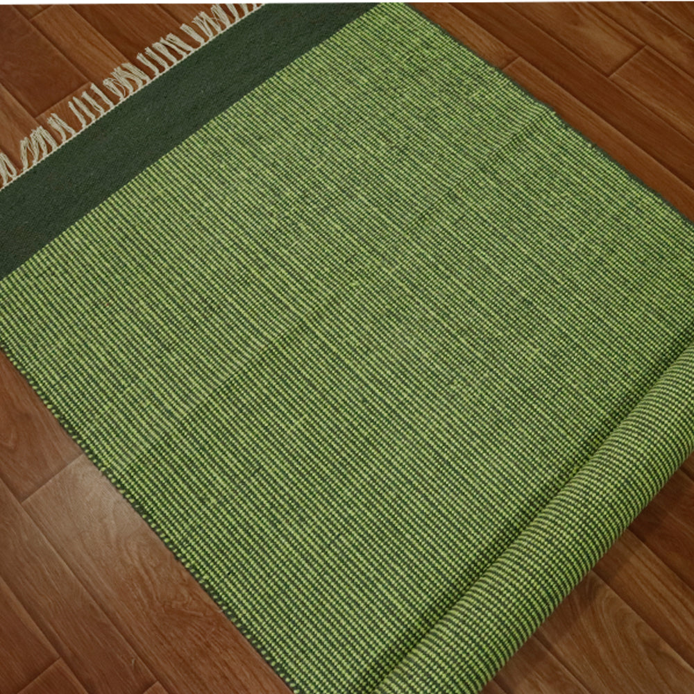 Cotton Handloom Woven Yoga Mat - Green