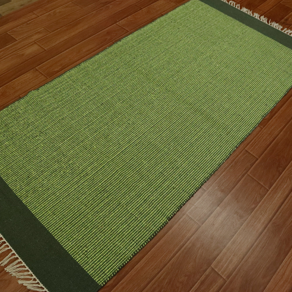Cotton Handloom Woven Yoga Mat - Green