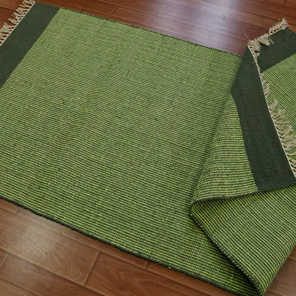 Cotton Handloom Woven Yoga Mat - Green