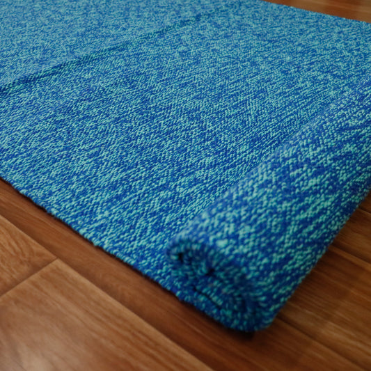 Cotton Handloom Woven Yoga Mat - Blue