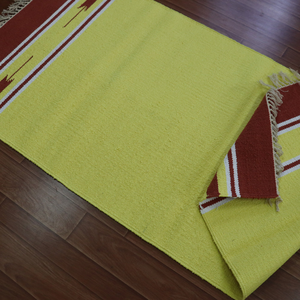 Cotton Handloom Woven Yoga Mat - Yellow