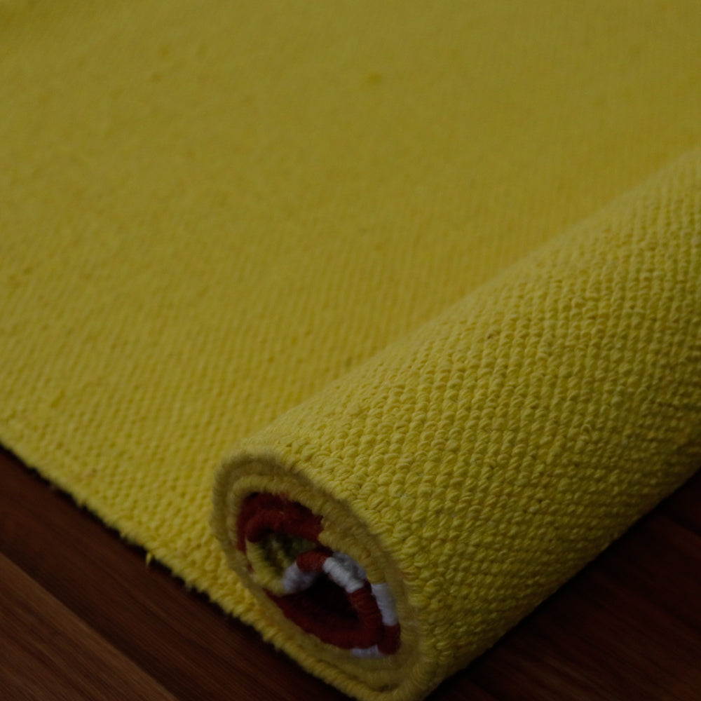 Cotton Handloom Woven Yoga Mat - Yellow