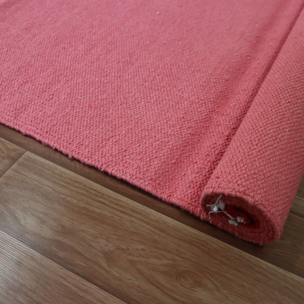 Cotton Handloom Woven Yoga Mat - Pink