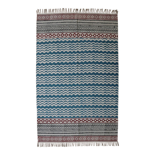 Jhil Block Printed Cotton Dhurrie