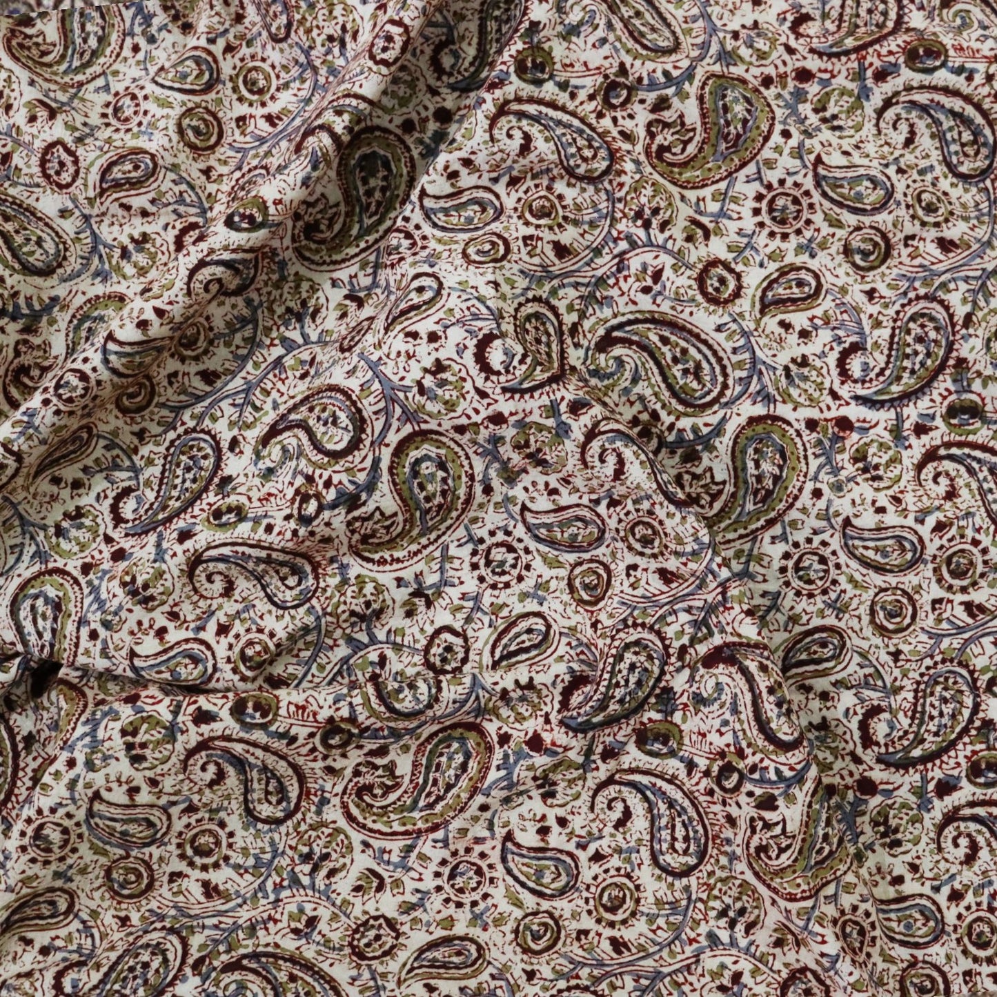 Red Mango Floral Kalamkari Hand Block Print Fabric