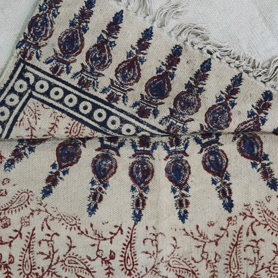 Diya Woven Cotton Kalamkari Printed Dhurrie