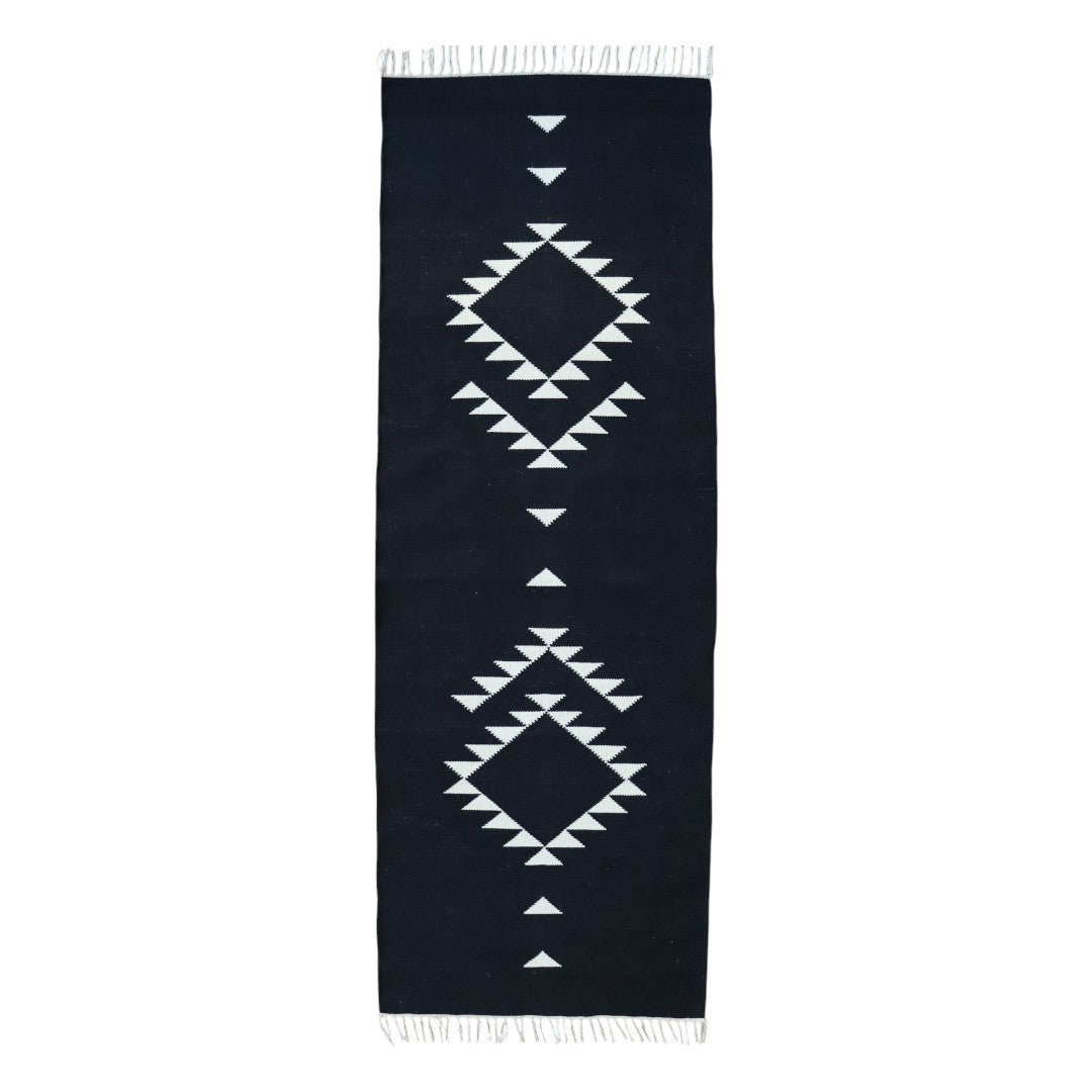 Black Diamond Dhurrie Runner 2x6 Feet.