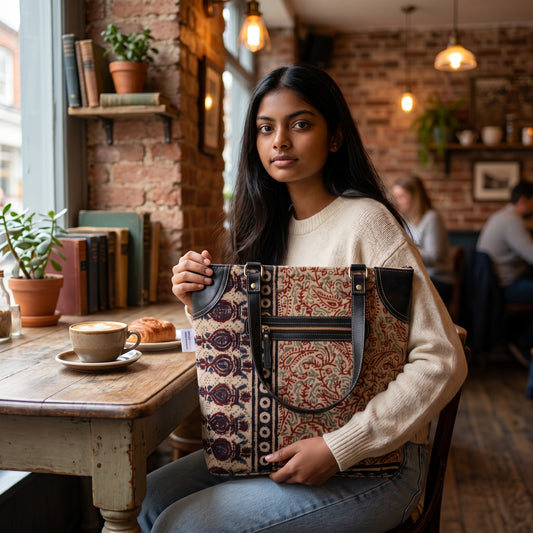 Kalamkari Multi Dhurrie Tote Bag