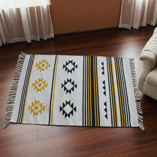 Woven Stars Cotton Dhurrie