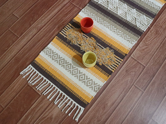 Cotton Boho Woven Dhurrie Table Runner-2