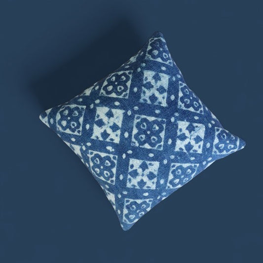 Geometric Dabu Indigo Dhurrie Cushion Covers