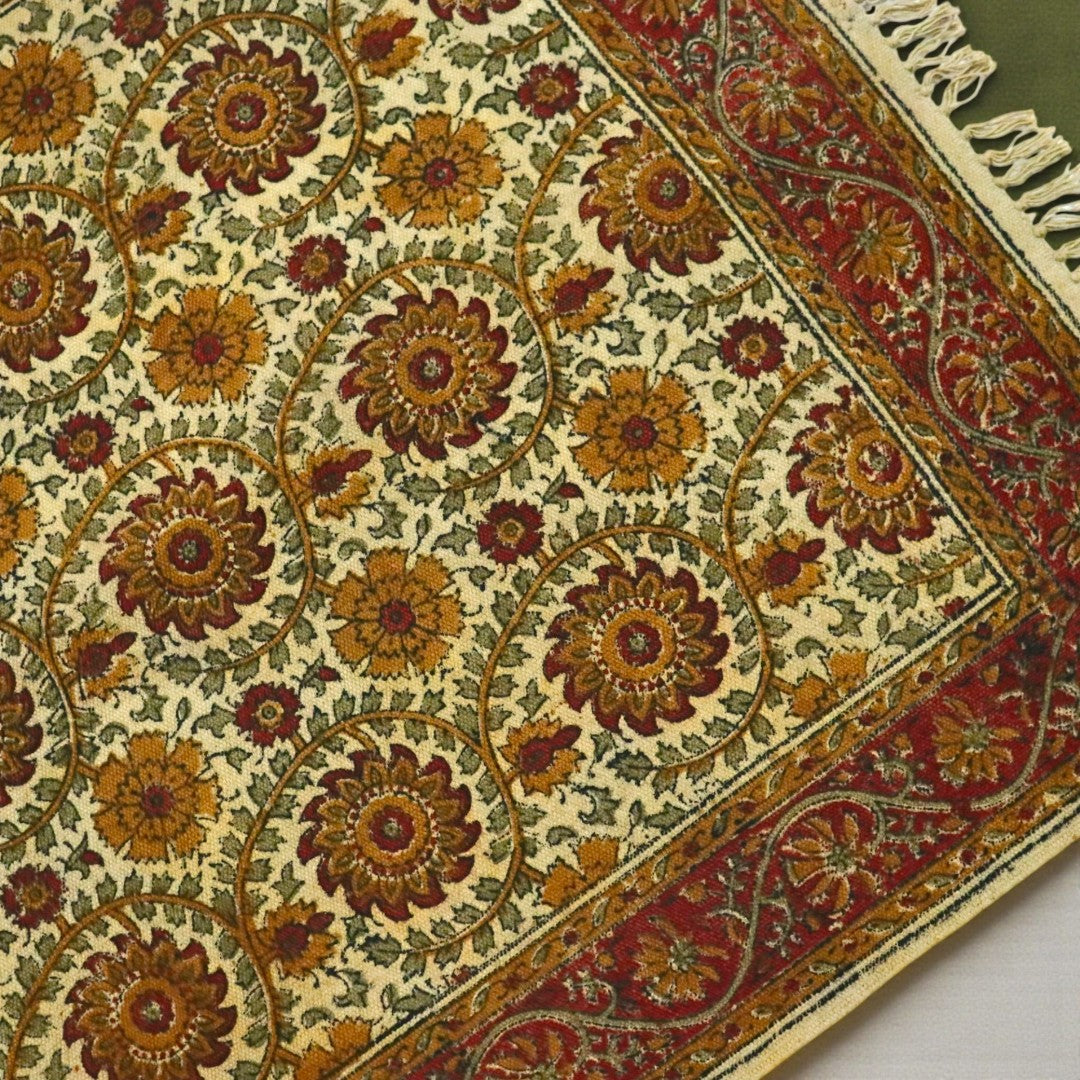 Ocra Sree Kalamkari Cotton Dhurrie