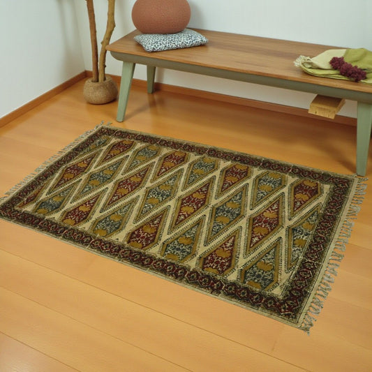 Ocra Red kalamkari Printed Dhurrie