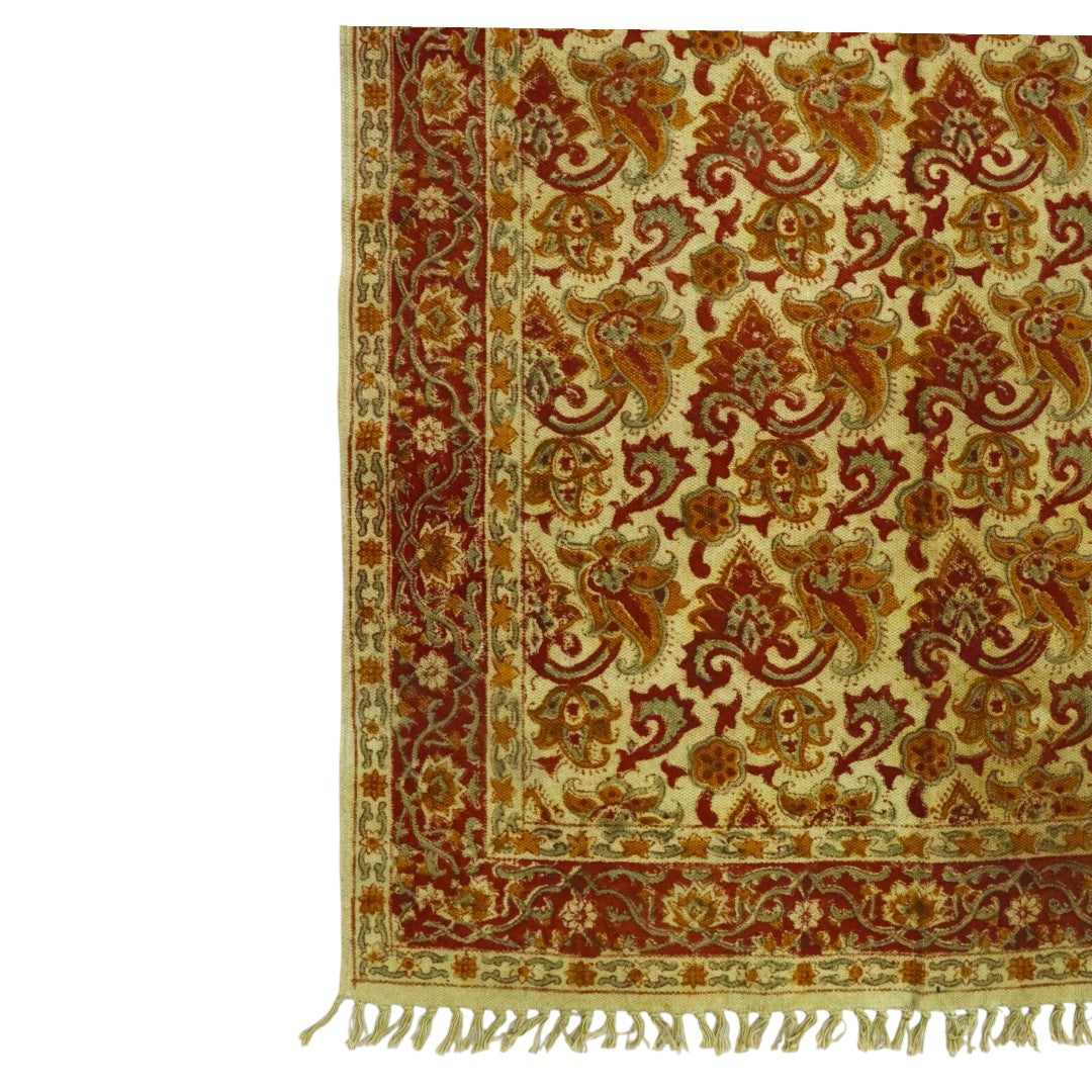 Red Vyan Kalamkari Printed Cotton Dhurrie