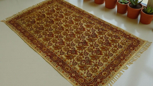 Red Vyan Kalamkari Printed Cotton Dhurrie