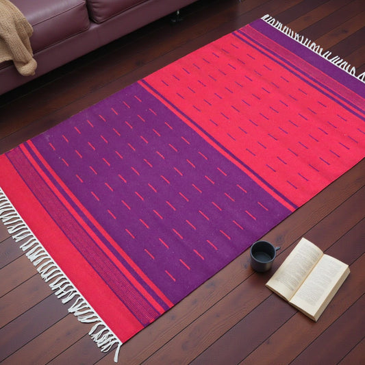 Cauvery Red & Maroon Cotton Dhurrie