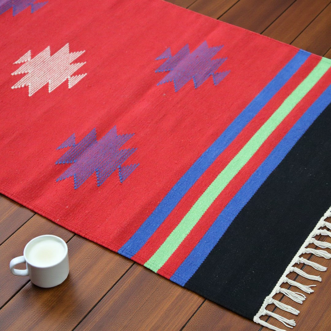 Red & Blue Dhurrie Runner