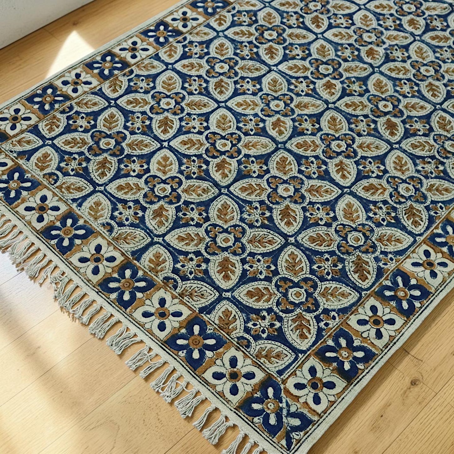 Fara Kalamkari Handblock printed Cotton Dhurrie