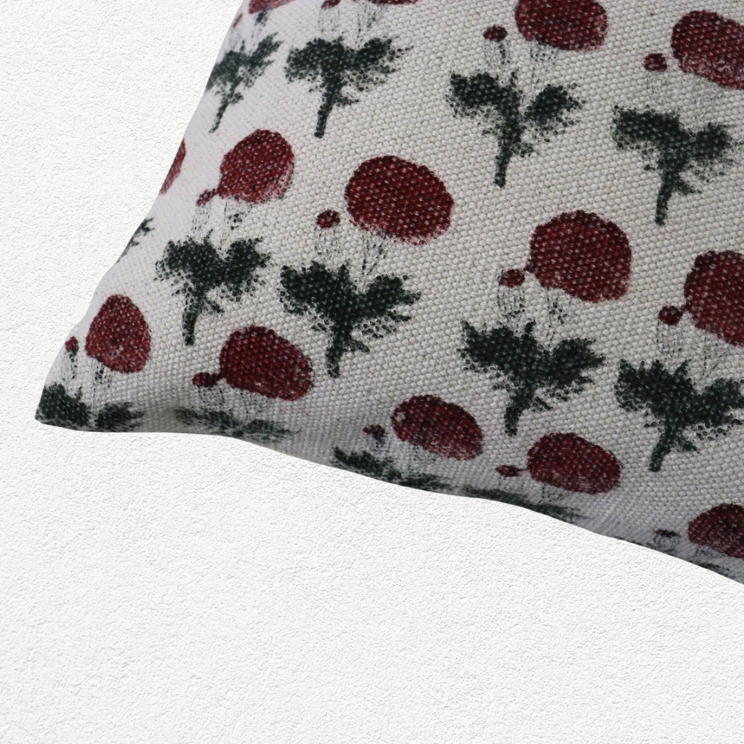 Cotton Block Printed Phool Cushion Cover