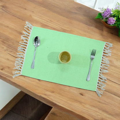 Cotton Woven Apple Green Table Mat. Set of 4