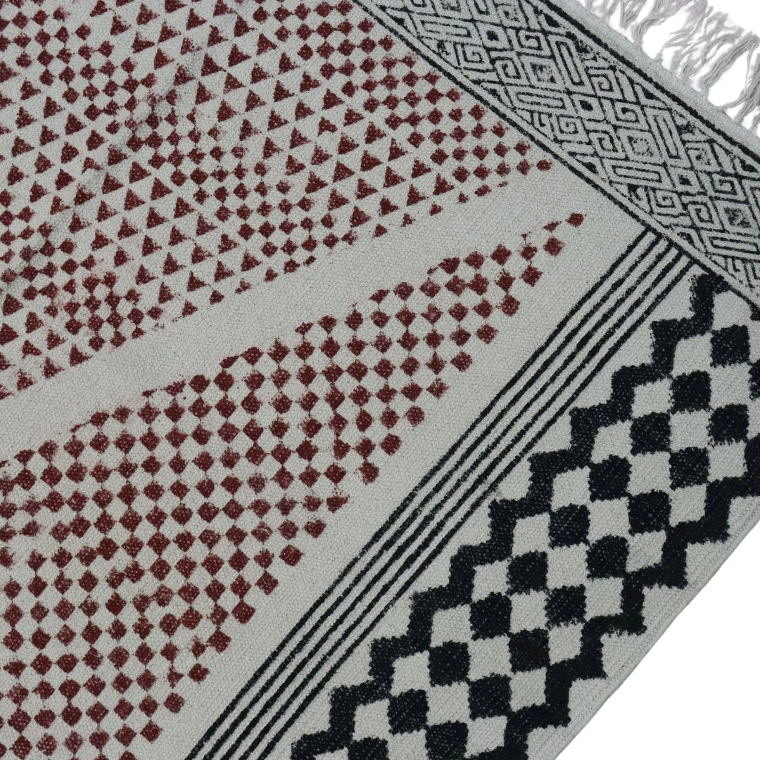 Block Printed Cotton Woven Dhurrie