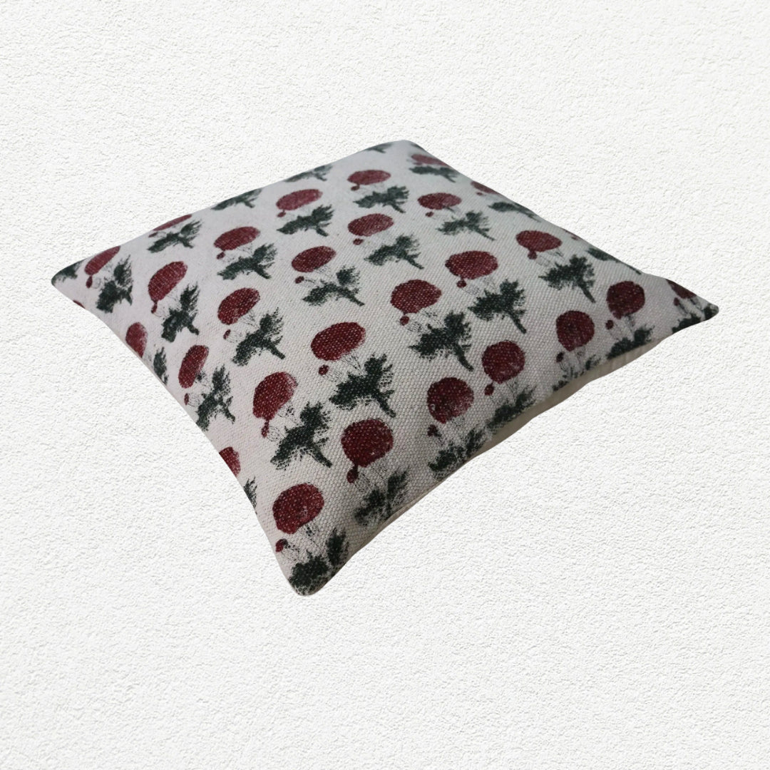 Cotton Block Printed Phool Cushion Cover
