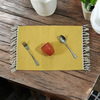 Cotton Golden Yellow Table Mat Set Of 4