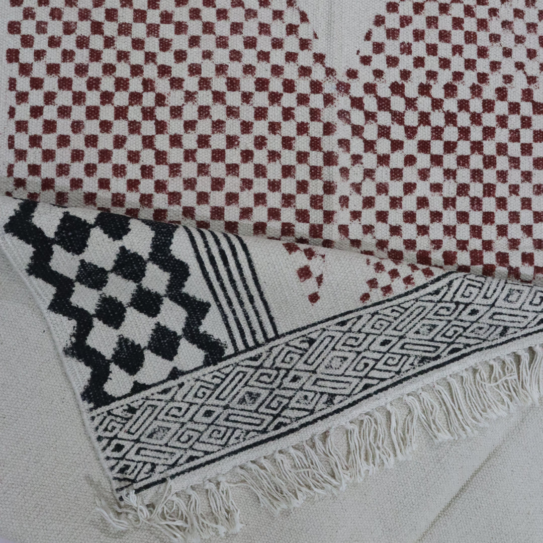 Block Printed Cotton Woven Dhurrie