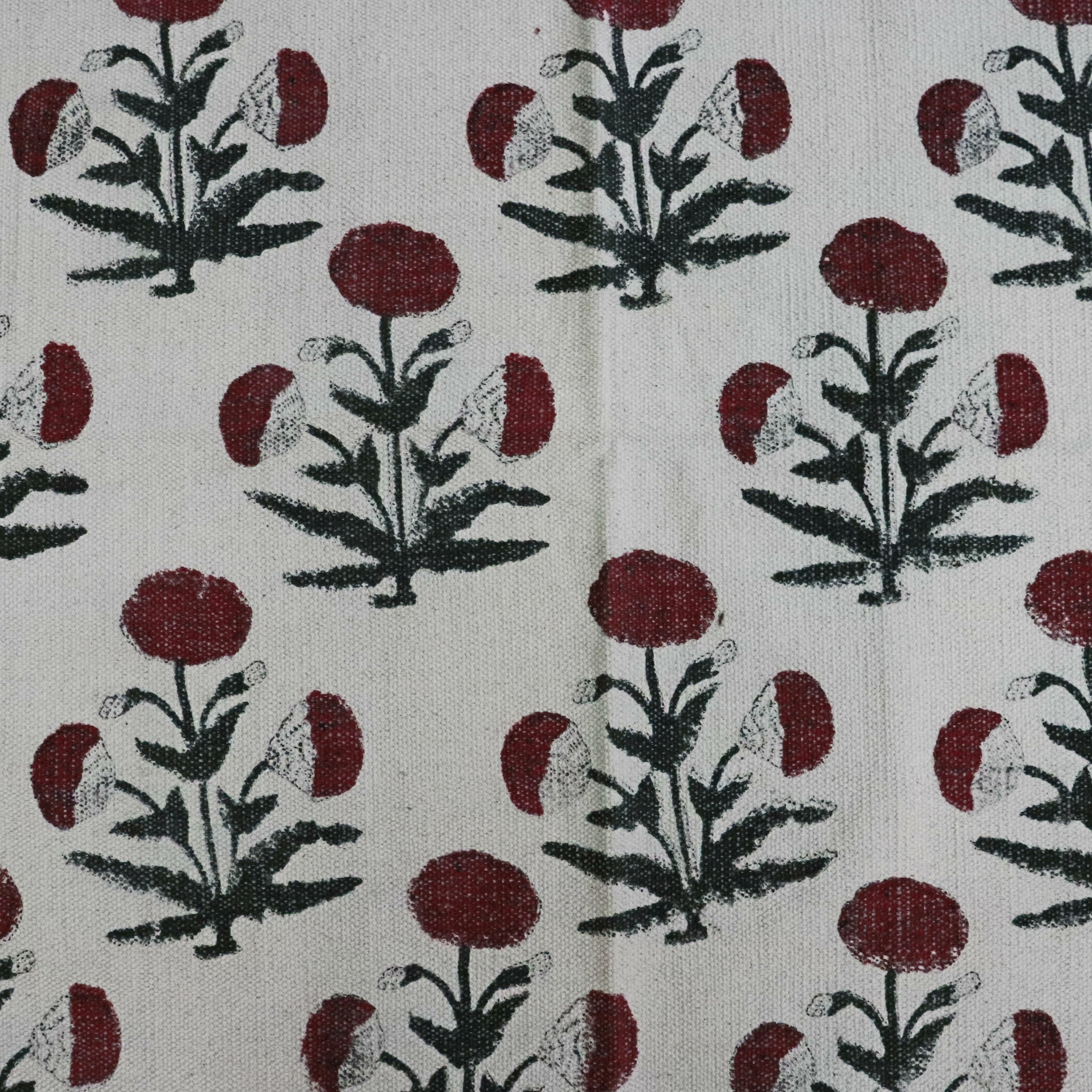 Mari-Gold block Printed Cotton Dhurrie