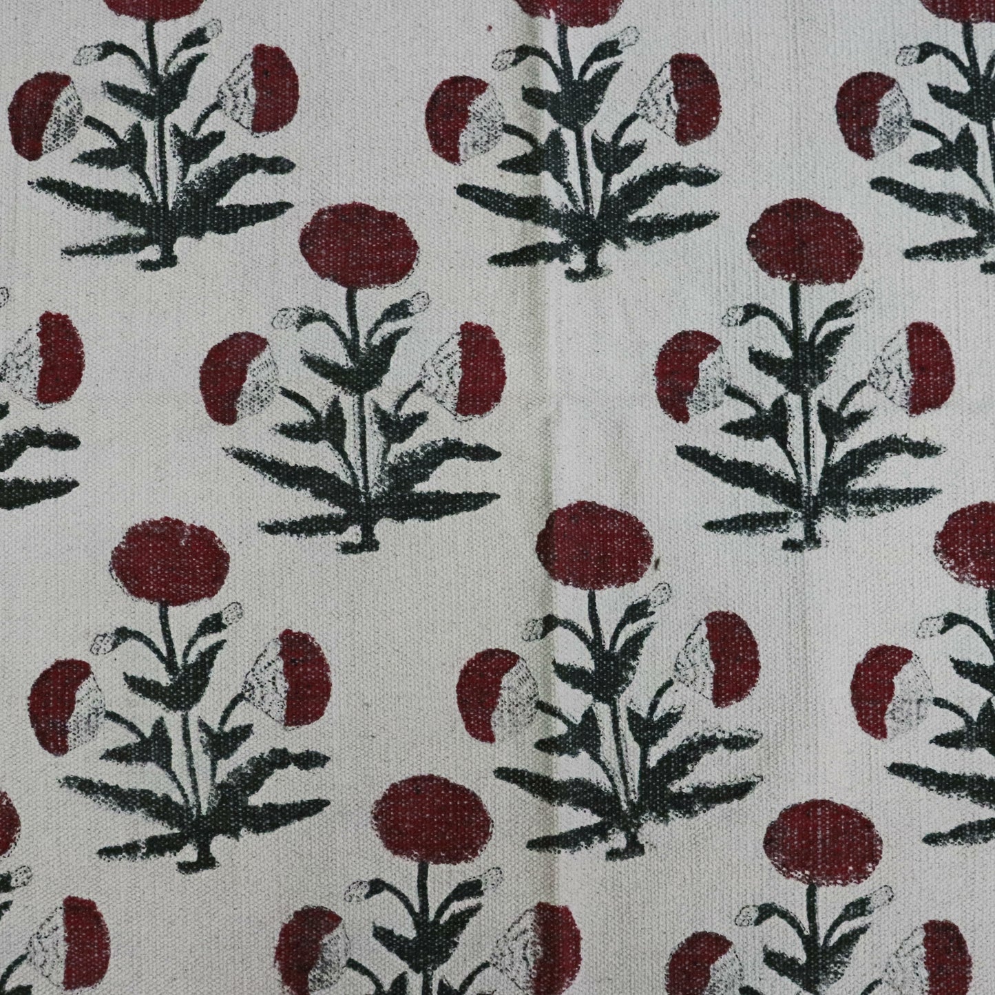 Mari-Gold block Printed Cotton Dhurrie