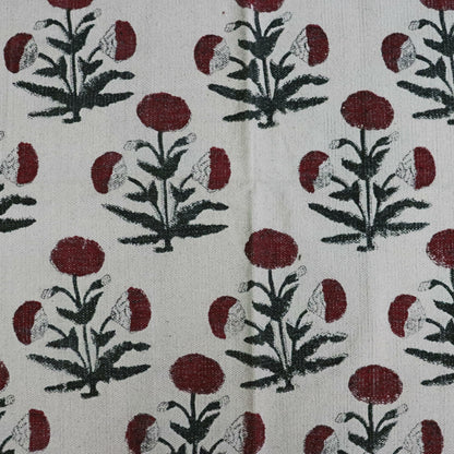 Mari-Gold block Printed Cotton Dhurrie