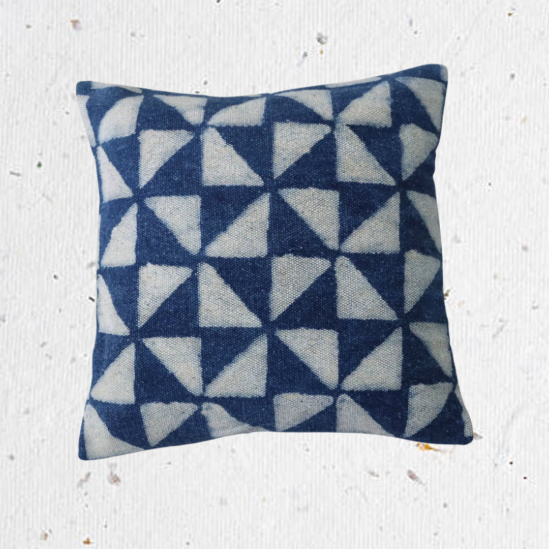 Cotton Zag-Zag Indigo Cushion Covers