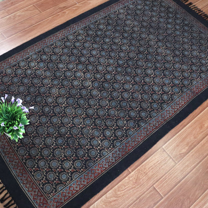 Qashi Ajrakh Block Printing Dhurrie