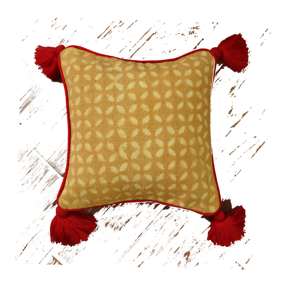 Cotton Noorie Dabu Print Woven Dhurrie Cushion Cover