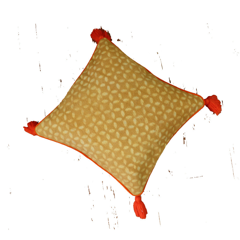 Cotton Noorie Dabu Print Woven Dhurrie Cushion Cover