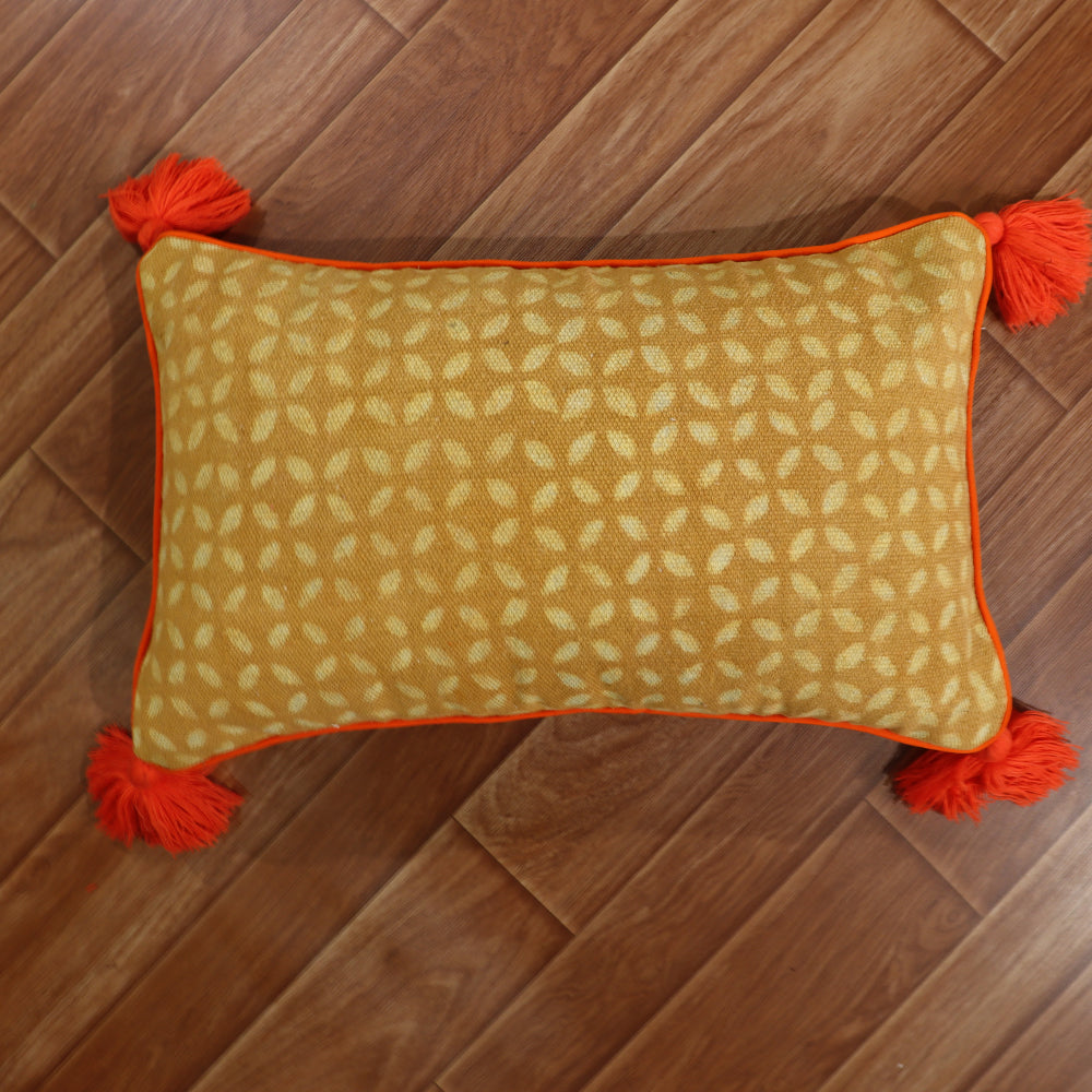 Cotton Noorie Dabu Print Woven Dhurrie Cushion Cover