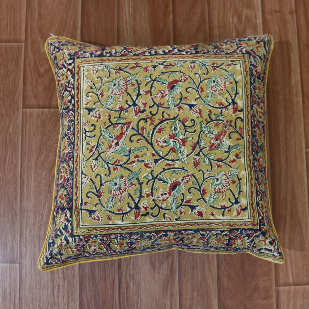 Cotton Lantana Kalamkari Cushion Cover