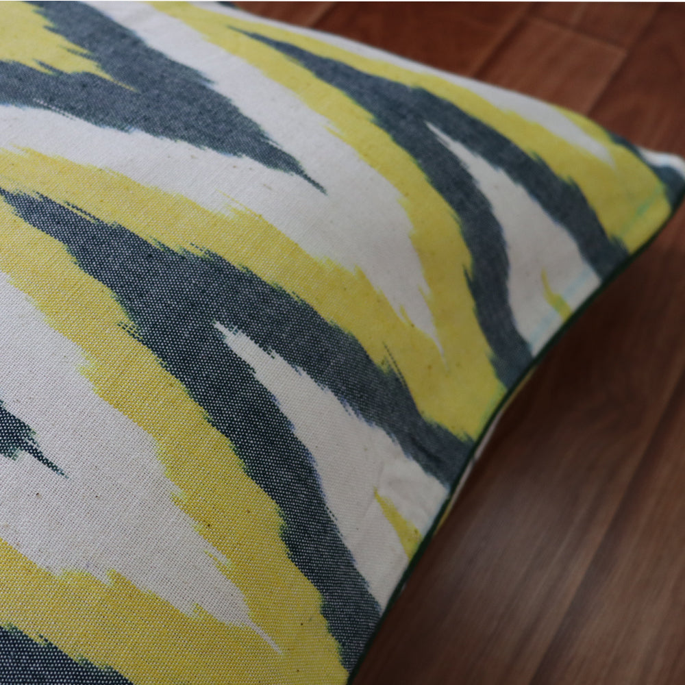 Cotton Ocra Ikkat Cushion Cover