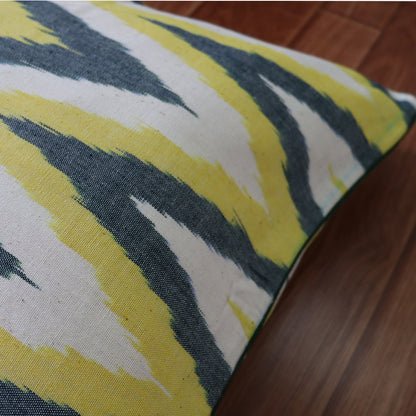 Cotton Ocra Ikkat Cushion Cover