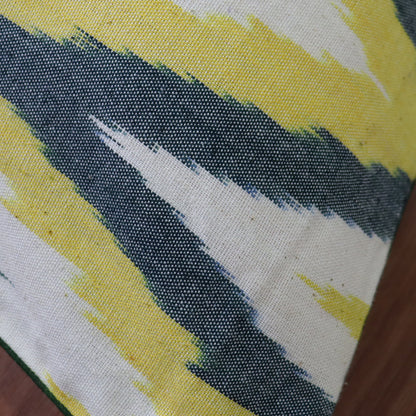 Cotton Ocra Ikkat Cushion Cover