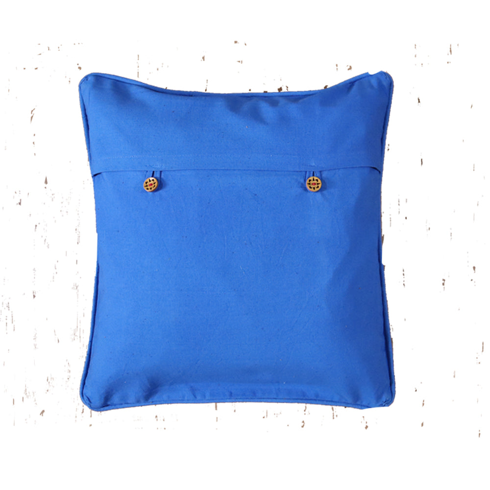 Cotton Biro Blue Dhurrie Cushion Cover