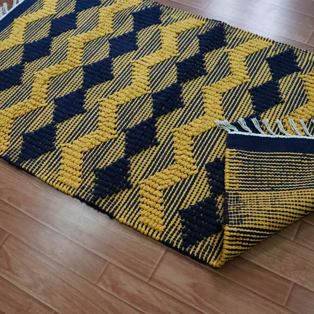Boho Navy Blue Woven Dhurrie