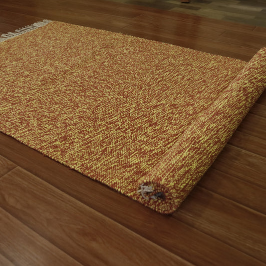 Cotton Handloom Woven Yoga Mat - Red