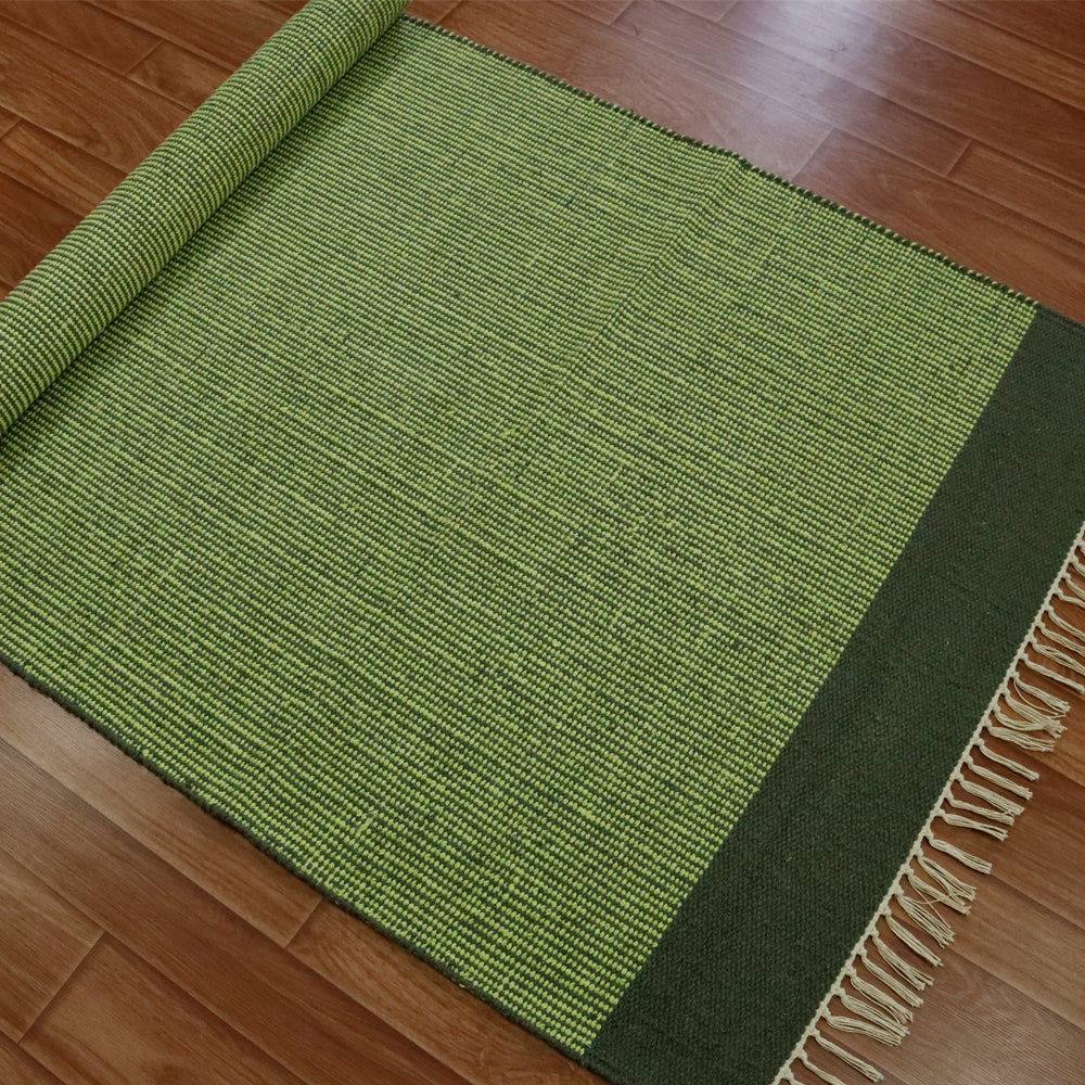 Cotton Handloom Woven Yoga Mat - Green
