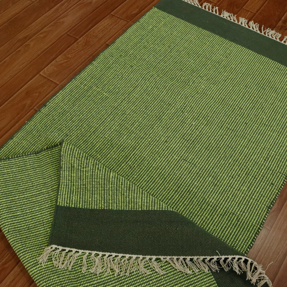 Cotton Handloom Woven Yoga Mat - Green